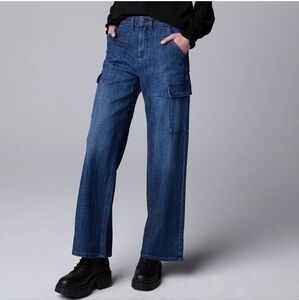 Simply Vera Vera Wang Women's Wide Leg Denim Cargo Utility Jeans Size 6R